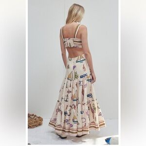 ALEMAIS NWT Ships Ahoy Sundress - Nautical Print Cream Dress- Cut Out